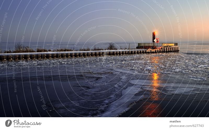 port entrance Landschaft Wasser Himmel Wolkenloser Himmel Nachthimmel Horizont Sonne Sonnenaufgang Sonnenuntergang Winter Schönes Wetter Eis Frost Schnee Küste