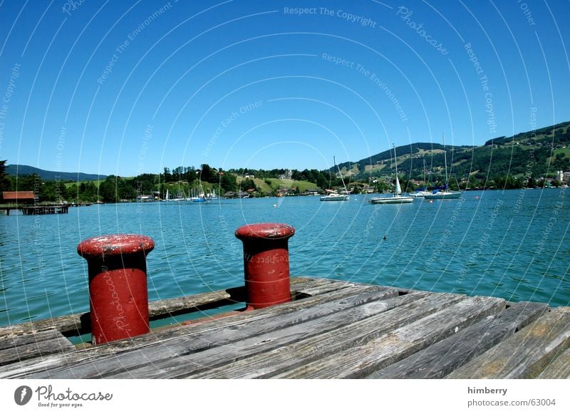 mondsee See Paradies Österreich Sommer Steg Wasserfahrzeug Segelboot Sommerferien Landschaft sommersport Im Wasser treiben