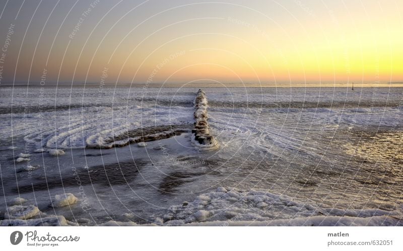 minus 17°C Landschaft Himmel Wolkenloser Himmel Horizont Winter Wetter Schönes Wetter Eis Frost Schnee Wellen Küste Bucht Meer frieren gefroren Buhne