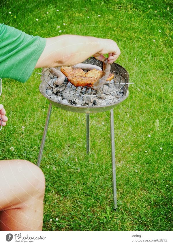 Ich weiß was du letzten Sommer gegrillt hast Grillen Wiese Park Freizeit & Hobby Beine Arme Kohle Glut Steak Besteck Feierabend herzhaft zart Wurstwaren Bier