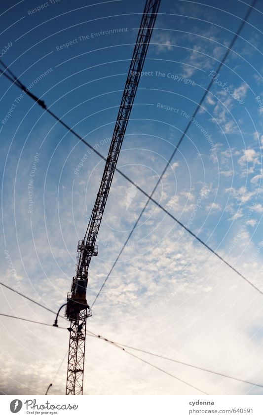 Linienspiel Baustelle Himmel nur Himmel Sonnenaufgang Sonnenuntergang Schönes Wetter Stadt Öffentlicher Personennahverkehr Schienenverkehr Straßenbahn