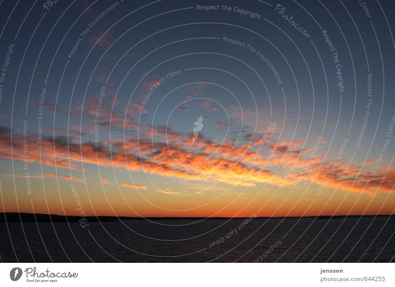 Sonnenaufgang über'm Skagerak Natur Himmel Wolken Horizont Sonnenlicht Schönes Wetter Ostsee Meer Unendlichkeit hell schön blau orange Gefühle Stimmung