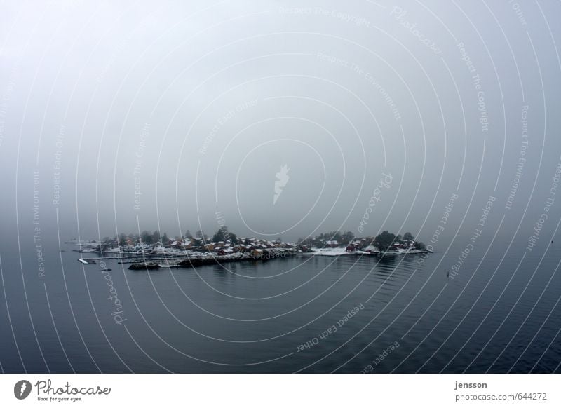 Øy Ferien & Urlaub & Reisen Häusliches Leben Umwelt Natur Landschaft Winter schlechtes Wetter Nebel Fjord Ostsee Meer Insel Dorf Fischerdorf Haus frieren kalt