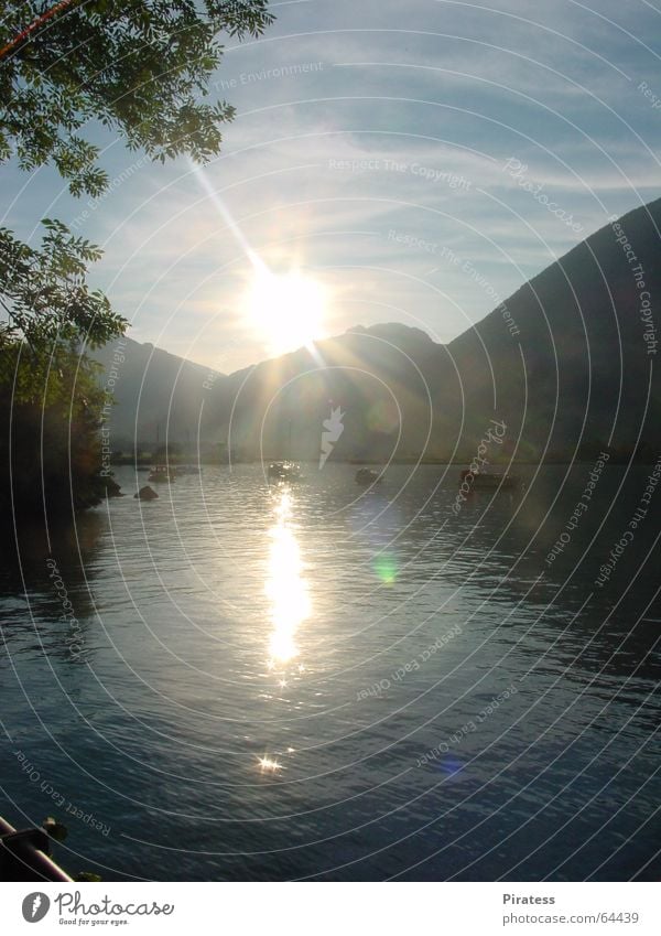 Sonnenbad See Sonnenuntergang Wasser Berge u. Gebirge Natur