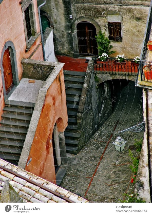 Civitella Gasse Flair Vogelperspektive Italien Dorf Haus Eingang civitella Leben Treppe Architektur