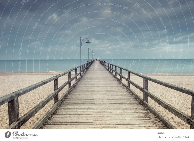 Dasselbe nur anders ruhig Strand Meer Umwelt Natur Landschaft Sand Himmel Wolken Horizont Klima Küste Ostsee Brücke Wege & Pfade Holz außergewöhnlich