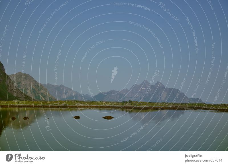 Lofoten Umwelt Natur Landschaft Urelemente Klima Felsen Berge u. Gebirge Küste Fjord Norwegen kalt natürlich wild blau Stimmung Fernweh Einsamkeit Idylle