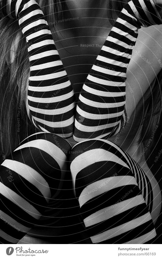 stripes blond black white hair long hair hide thinking dreaming self