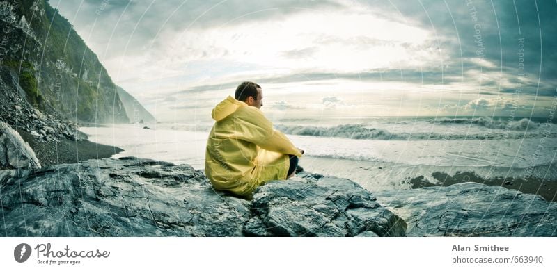 Der Mann und das Meer Ferien & Urlaub & Reisen Abenteuer Ferne Freiheit Strand Insel Wellen Mensch maskulin Junger Mann Jugendliche Erwachsene 1 18-30 Jahre