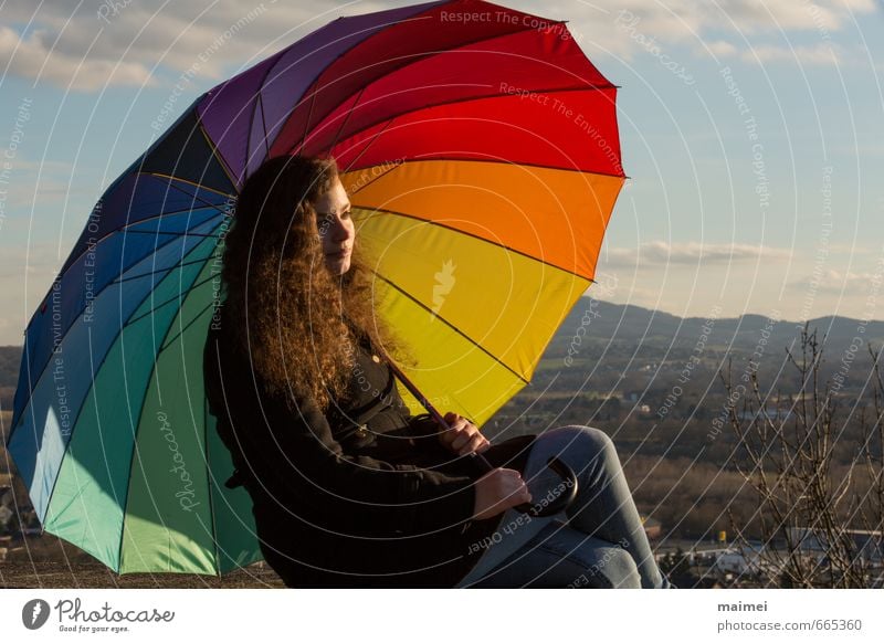 Winter Sonnen Sammlerin schön Haare & Frisuren Freiheit Berge u. Gebirge feminin Junge Frau Jugendliche Erwachsene 1 Mensch 18-30 Jahre Landschaft