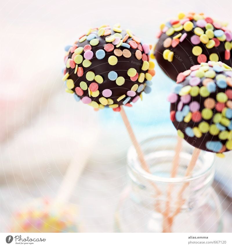 schoko cake pops Lebensmittel Teigwaren Backwaren Kuchen Dessert Süßwaren Schokolade Kaffeetrinken Büffet Brunch Fingerfood Glas Geburtstag mehrfarbig Farbfoto