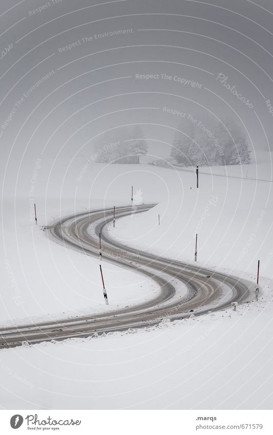 S Ausflug Umwelt Natur Landschaft Himmel Wolken Winter Klima Wetter Schnee Pflanze Baum Verkehr Verkehrswege Straße Kurve fahren einfach kalt Stimmung