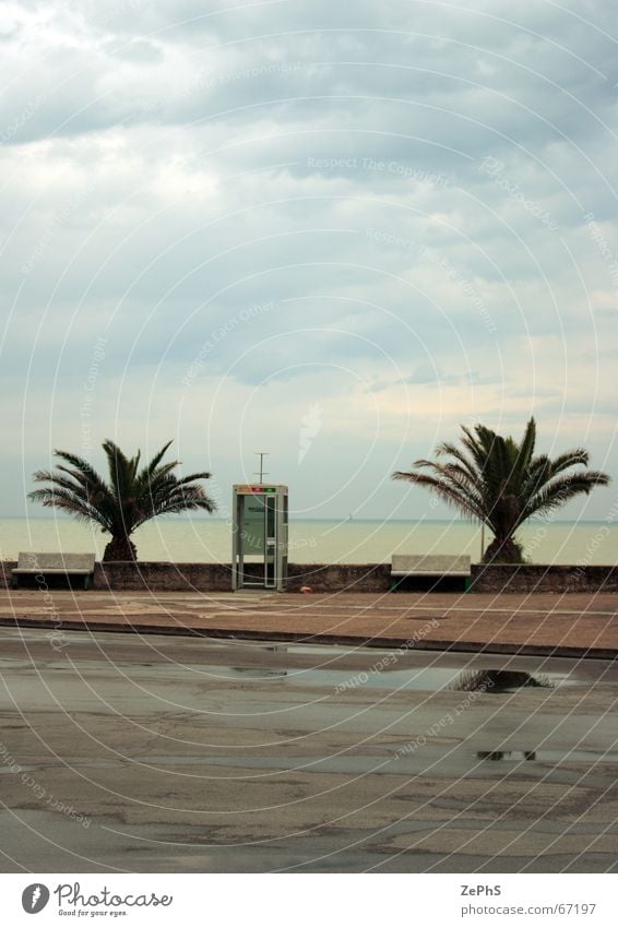 phone alone Strand Italien Niveau Marche Schwimmbad Palme Regen Meer Pfütze adriatic civitanova landscape province rainy reflection sea Landschaft Provinz