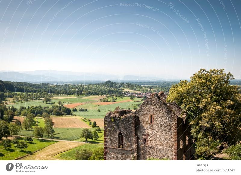 Ländle Tourismus Ausflug Ferne Natur Wolkenloser Himmel Horizont Sommer Schönes Wetter Wiese Feld Burg oder Schloss Ruine Erholung schön Baden-Württemberg