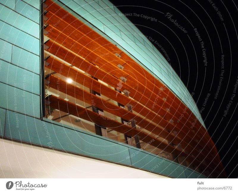 Fassade Holz Nacht Architektur Glas