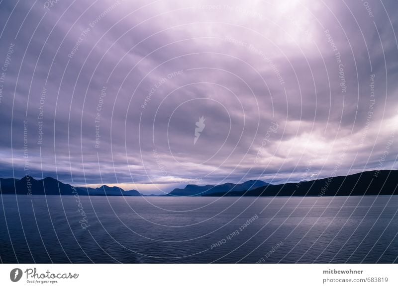 Der Morgen naht Umwelt Natur Landschaft Luft Wasser Himmel Wolken Horizont Frühling Klima Wetter schlechtes Wetter Wind Fjord Nordsee Meer Schifffahrt