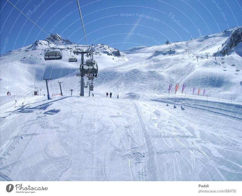 Skiurlaub Skifahren Ferien & Urlaub & Reisen Winter Dezember kalt Skilift Skipiste Ischgl Schnee Eis Frost Himmel Berge u. Gebirge Alpen Skigebiet Sesselbahn