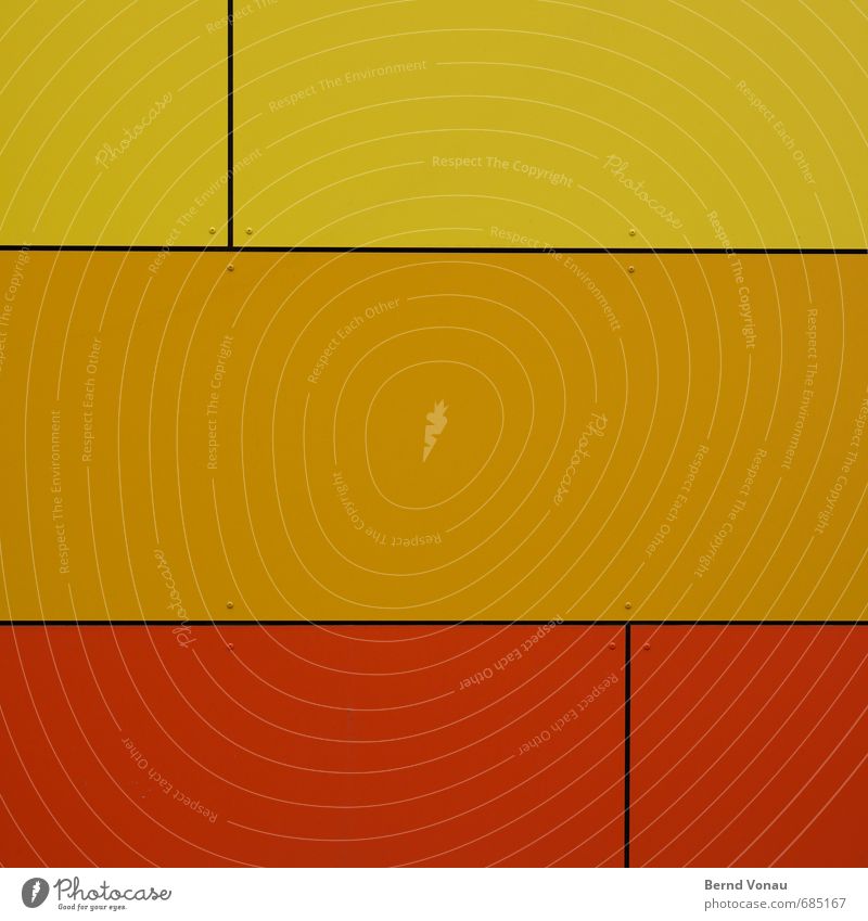 Q³ Haus Gebäude Architektur Mauer Wand Fassadenverkleidung gelb orange rot schwarz Befestigung Schraube Fuge Kunststoff Modernisierung streng Geometrie Quadrat