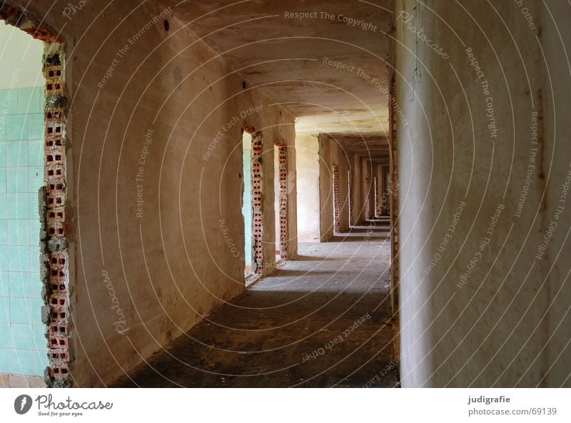 Möglichkeiten möglich Licht Flur Haus Gebäude Demontage Ruine Hotel Backstein Wand Eingang Ausgang Tunnel Gernrode Wege & Pfade Raum alt Harz Fliesen u. Kacheln