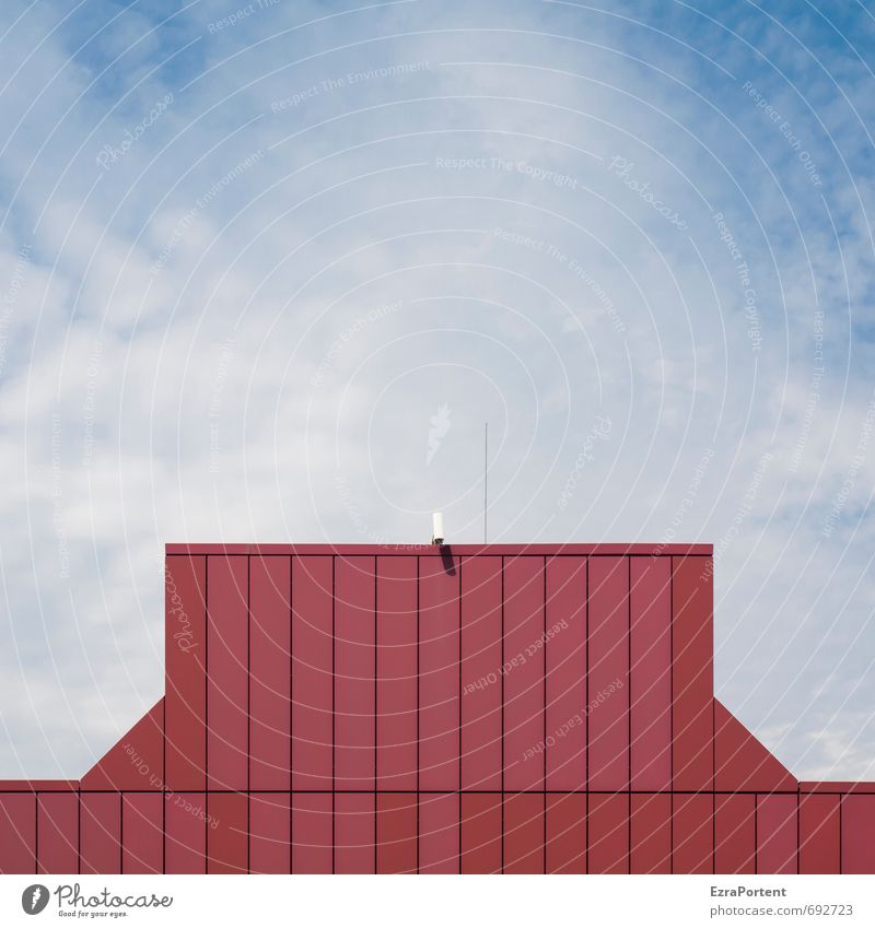 observer Technik & Technologie Umwelt Himmel Wolken Haus Industrieanlage Bauwerk Gebäude Architektur Mauer Wand Fassade Antenne Linie Streifen blau rot weiß