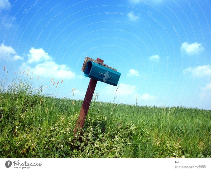 Briefkasten Postfach Feld Information Gras E-Mail resignieren Kommunizieren versichen briefkarte post... abschicken auf dem postweg postadresse postanschrift