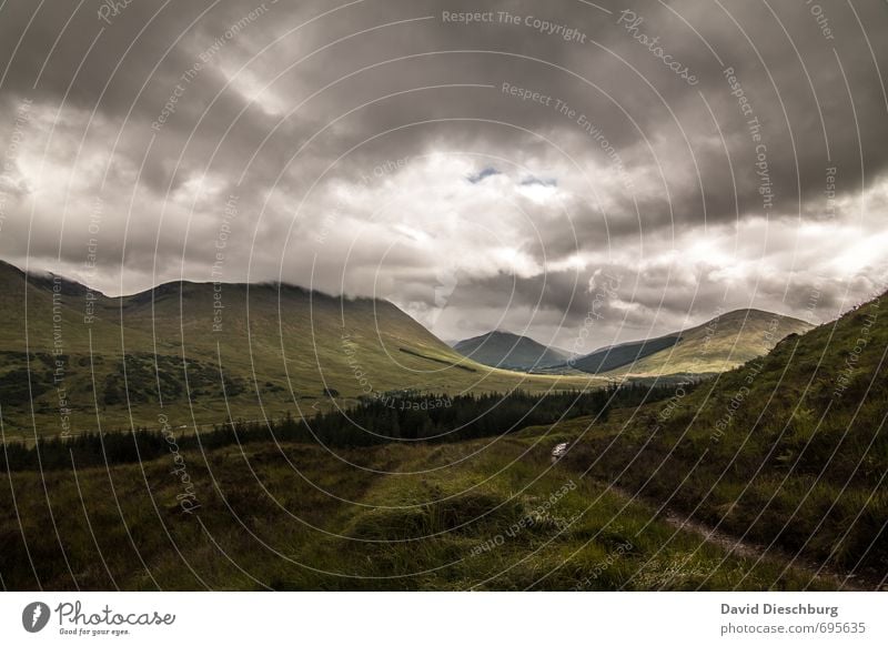 Raues Schottland Ferien & Urlaub & Reisen Abenteuer Ferne Berge u. Gebirge wandern Natur Landschaft Himmel Wolken Frühling Sommer Herbst schlechtes Wetter Baum