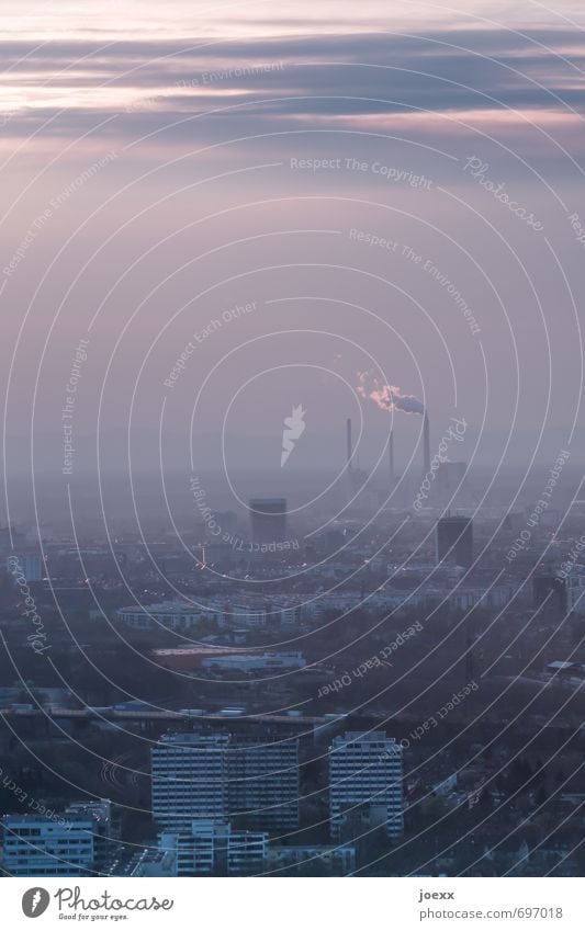 Schicht Energiewirtschaft Kohlekraftwerk Umwelt Luft Himmel Wolken Sonnenaufgang Sonnenuntergang Klima Wetter Karlsruhe Bundesadler Stadt Stadtzentrum Skyline