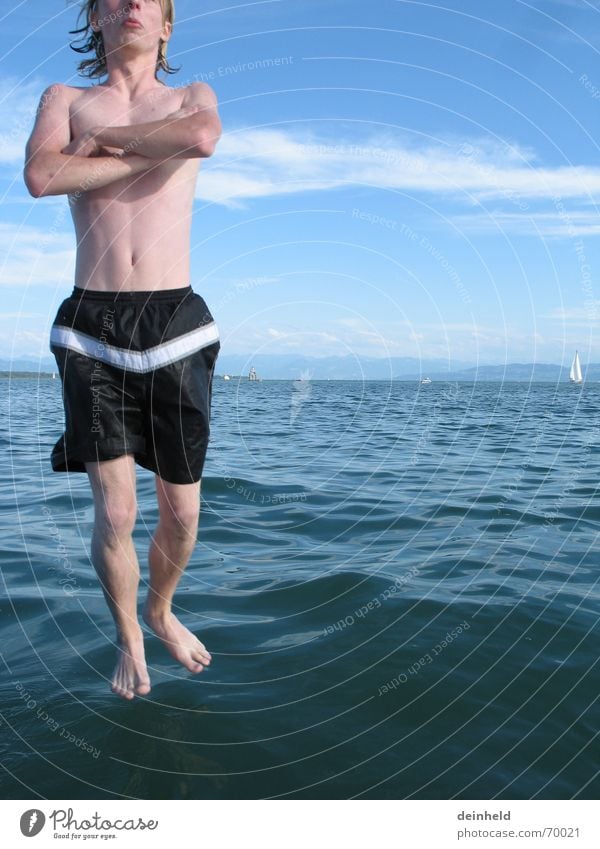 Wasserläufer stehen Meditation Zauberei u. Magie Badehose Unsinn Freude Bodensee Schwimmen & Baden