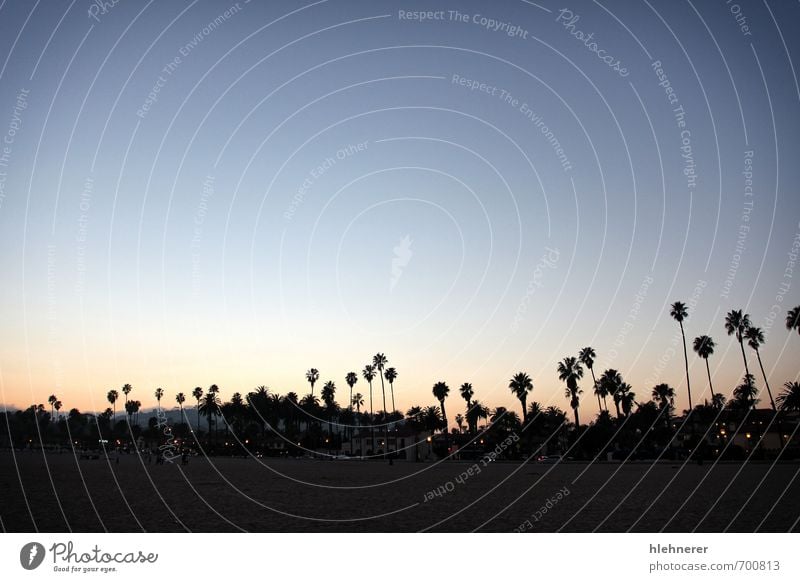 Sonnenuntergang Santa Barbara Strand Ferien & Urlaub & Reisen Natur Landschaft Sand Himmel Baum Küste Kleinstadt Stadt Gebäude Straße blau Kalifornien amerika