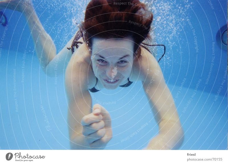 Ick hau dir Frau tauchen Bikini Wasser Schwimmen & Baden blau blasen