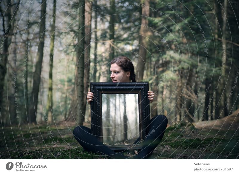 Strich in der Landschaft Sommer Mensch feminin Frau Erwachsene Kopf Hand Finger Beine 1 18-30 Jahre Jugendliche Umwelt Natur schlechtes Wetter Pflanze Baum Wald