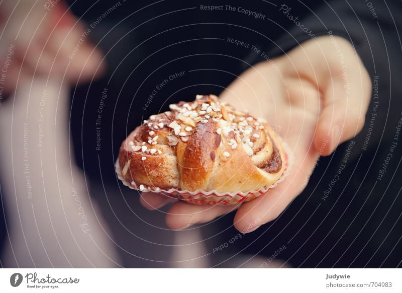 selbstgemacht | Lass es dir schmecken! Lebensmittel Teigwaren Backwaren Süßwaren kanelbullar Zimtschnecke Zucker Ernährung Essen Kaffeetrinken Mensch Hand