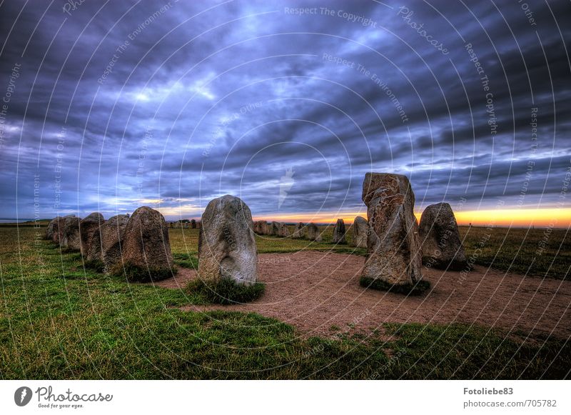 Schweden - Ales stenar Ferien & Urlaub & Reisen Ausflug Ferne Sommerurlaub Kunstwerk Skulptur Kultur Natur Landschaft Himmel Wolken Sonnenaufgang