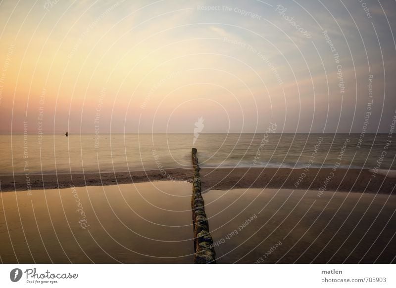 Karfreitagsbild Landschaft Sand Wasser Himmel Wolken Horizont Sonnenaufgang Sonnenuntergang Wetter Schönes Wetter Wellen Küste Strand Meer blau braun gelb grün