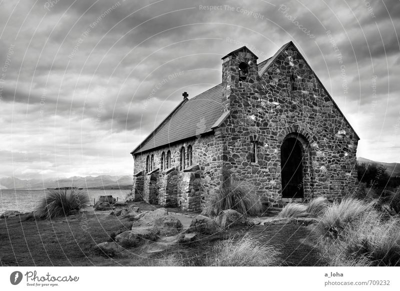 The Church Of The Good Shepherd Natur Sommer schlechtes Wetter Gewitter Seeufer Menschenleer Kirche Bauwerk Mauer Wand Sehenswürdigkeit Stein alt Bekanntheit