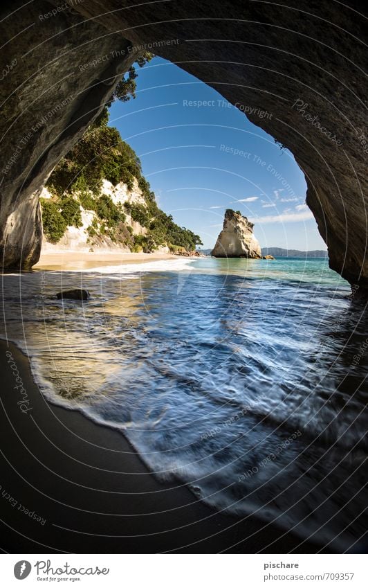 Cathedral Cove Umwelt Landschaft Schönes Wetter Felsen Küste Strand Bucht exotisch schön Abenteuer Ferien & Urlaub & Reisen Neuseeland Farbfoto Außenaufnahme