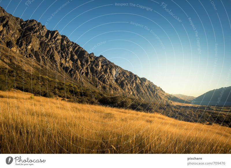 Remarkables / Day Natur Landschaft Wolkenloser Himmel Sonnenaufgang Sonnenuntergang Schönes Wetter Wiese Berge u. Gebirge außergewöhnlich Abenteuer