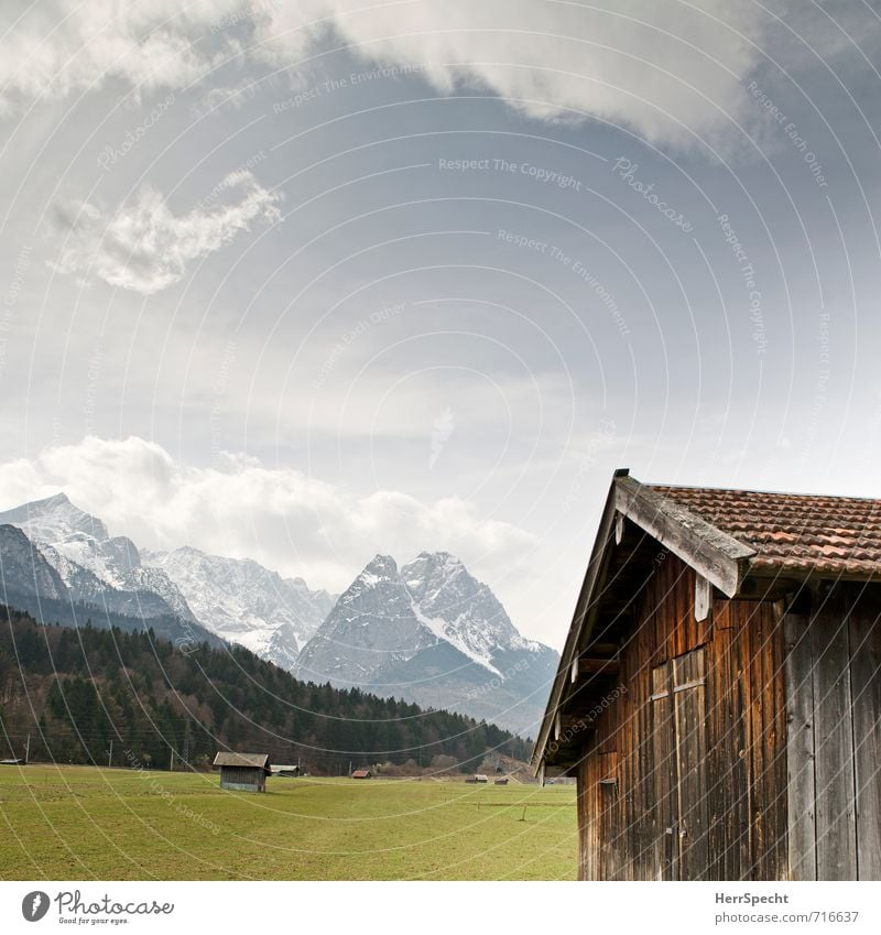 Zugspitzblick Ferien & Urlaub & Reisen Tourismus Ausflug Berge u. Gebirge wandern Umwelt Natur Himmel Wolken Alpen Wettersteingebirge Gipfel