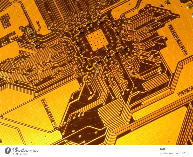 platine Platine Gefäße Zukunft Computer Mikrochip Leitung Elektrisches Gerät Technik & Technologie gold Eisenbahn Makroaufnahme Verbindung