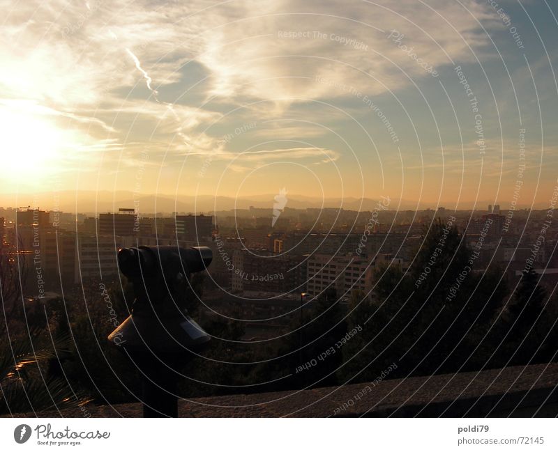 Ausblick Sonnenuntergang Aussicht Wolken Stadt Barcelona Licht Himmel