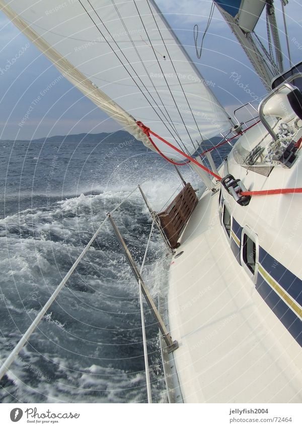 Segel Action Segeln Wasserfahrzeug Kroatien Wellen Gischt Sturm See Leitfaden rot elan 381 Wind vodicel Nähgarn