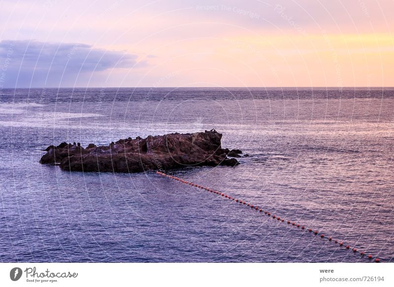 Fels im Meer Ferien & Urlaub & Reisen Insel genießen träumen maritim Wärme blau violett orange rosa rot Alcala Espagna Geografie Spain Spanien Teide Teneriffa