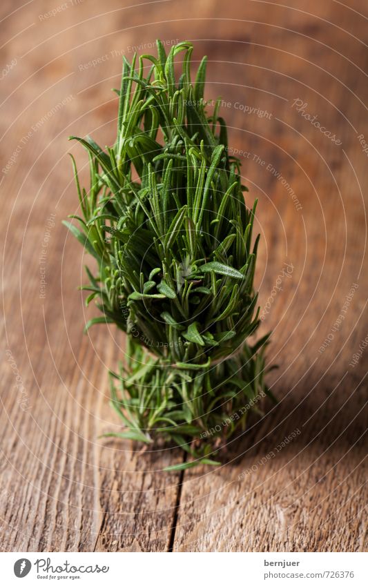 Mary Rose Lebensmittel Kräuter & Gewürze Bioprodukte Vegetarische Ernährung Billig gut Rosmarin roh Holzbrett rustikal Bündel Zweig Farbfoto Gedeckte Farben