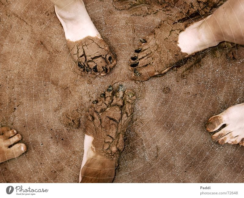 Pediküre am Strand Muschel Ferien & Urlaub & Reisen Nagel Schlamm Fuß Sand lustig Kreativität Freude