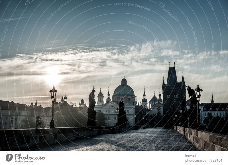 Karluv Most Ferien & Urlaub & Reisen Tourismus Sightseeing Städtereise Himmel Wolken Sonne Sonnenaufgang Sonnenuntergang Sonnenlicht Prag Stadt Hauptstadt