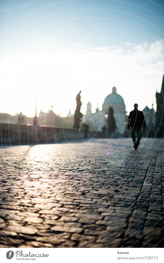 Bridge of light Mensch maskulin Mann Erwachsene 1 Prag Stadt Hauptstadt Stadtzentrum Altstadt Skyline Brücke Statue Sehenswürdigkeit Wahrzeichen Denkmal