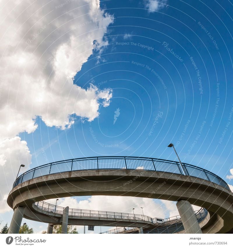 Kreisverkehr Stil Design Himmel Wolken Sommer Schönes Wetter Brücke Bauwerk Architektur Verkehrswege Wege & Pfade modern rund Stadt Perspektive