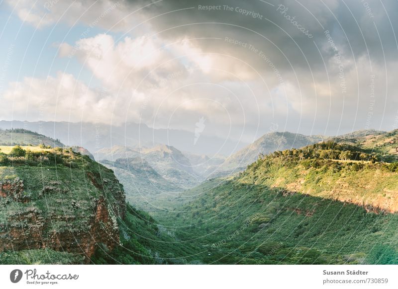 waimea valley Landschaft Wolken Schönes Wetter authentisch Weimea Waimea Canyon Kauai Schlucht Hawaii Wald tropisch Farbfoto Außenaufnahme Menschenleer