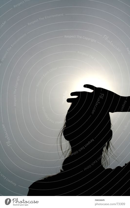 Silhouette heiß schwarz weiß Grauwert Hand Frau Sonne Schatten Mensch Haare & Frisuren Natur Außenaufnahme