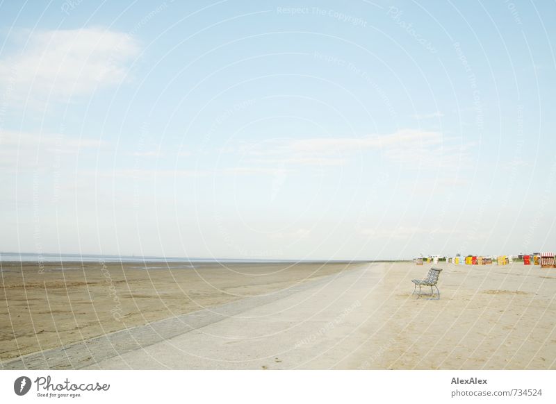 weit Ferien & Urlaub & Reisen Tourismus Ausflug Ferne Freiheit Sommerurlaub Meer Landschaft Sand Himmel Strand Bucht Nordsee Menschenleer Erholung ästhetisch